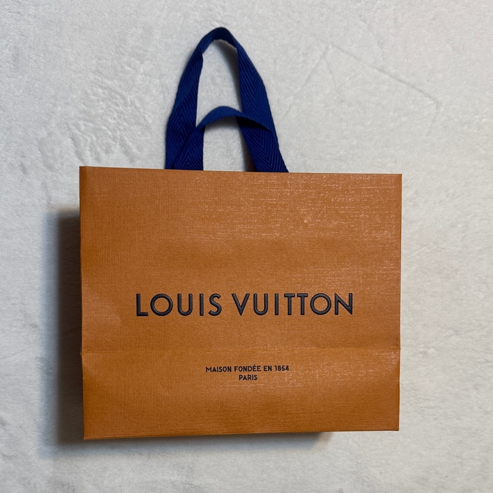 Louis Vuitton Brown Bag with Blue Handles